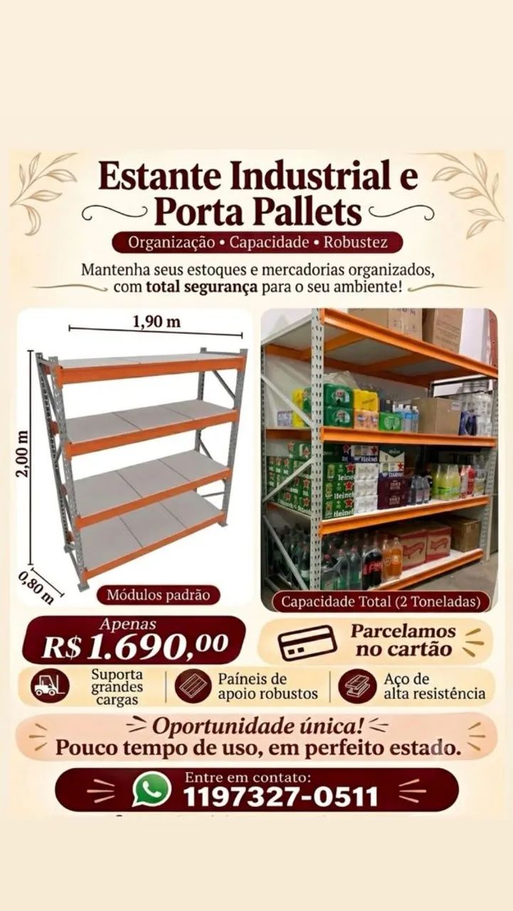 Estante industrial porta pallets