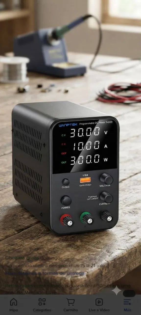 Fonte de Bancada Wanptek 30V 10A 300W - 4 Dígitos
