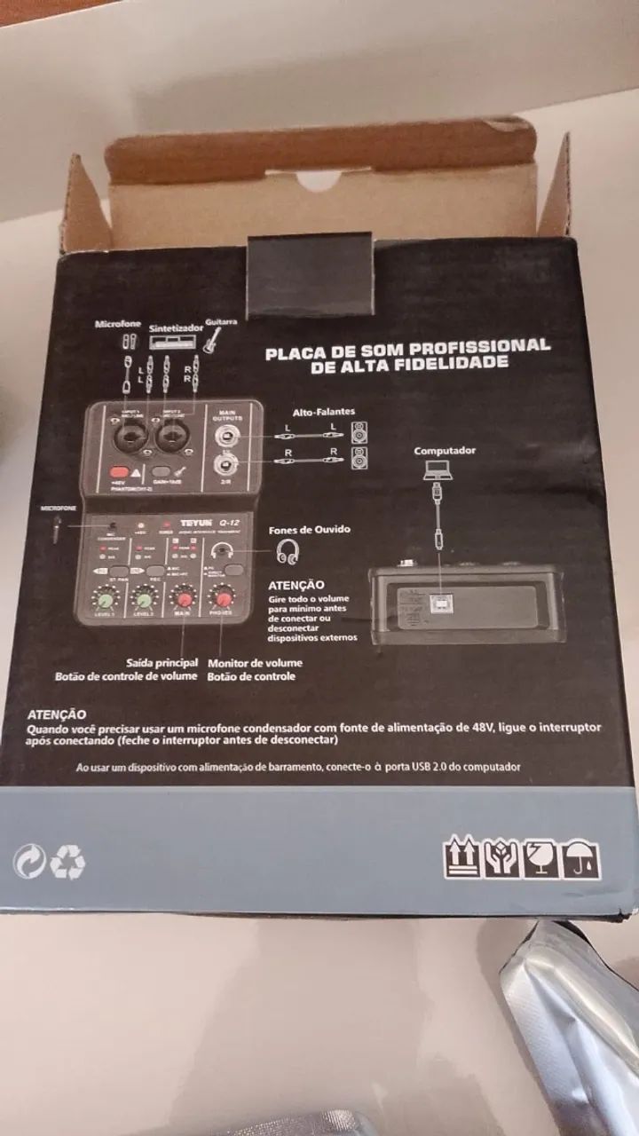 Teyun Q12 Interface De Áudio Usb Placa de Som Profissional - Foto 5