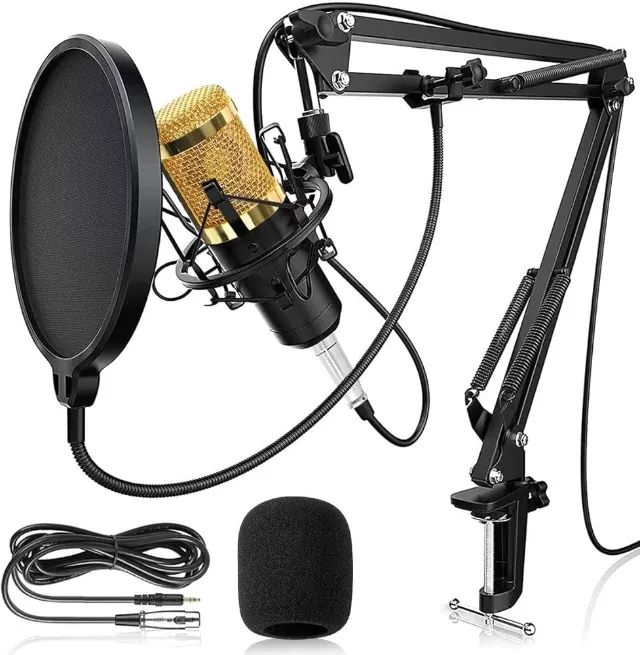 *Oferta!*(Produto Novo) Conjunto BM800 Microfone c/Braço art/Pop Filter/Cabo (Com Garantia