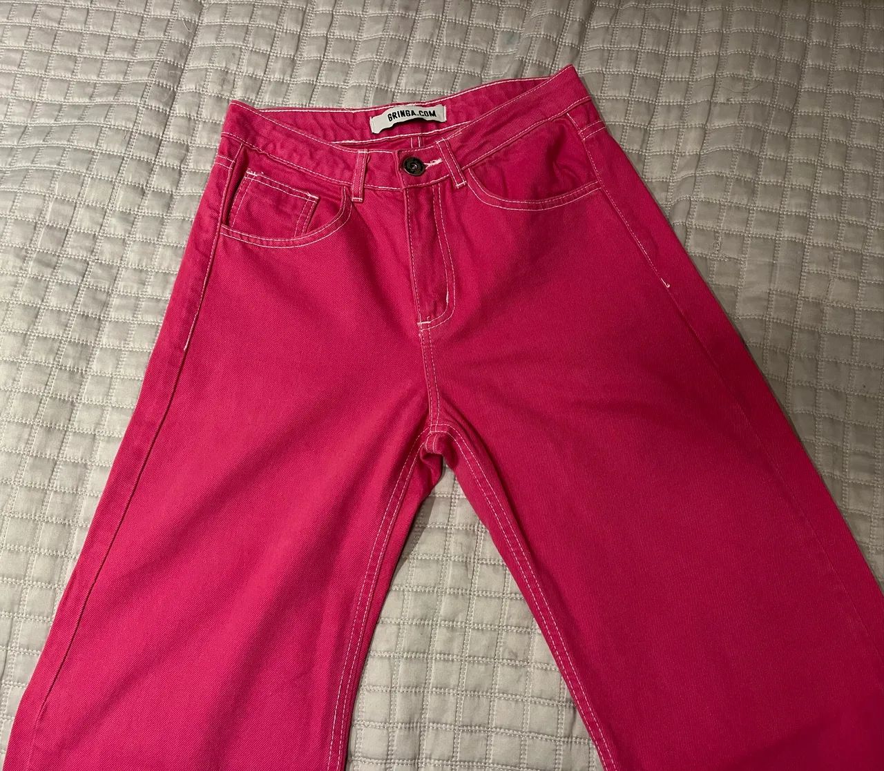 calça jeans pink wide leg - Foto 4