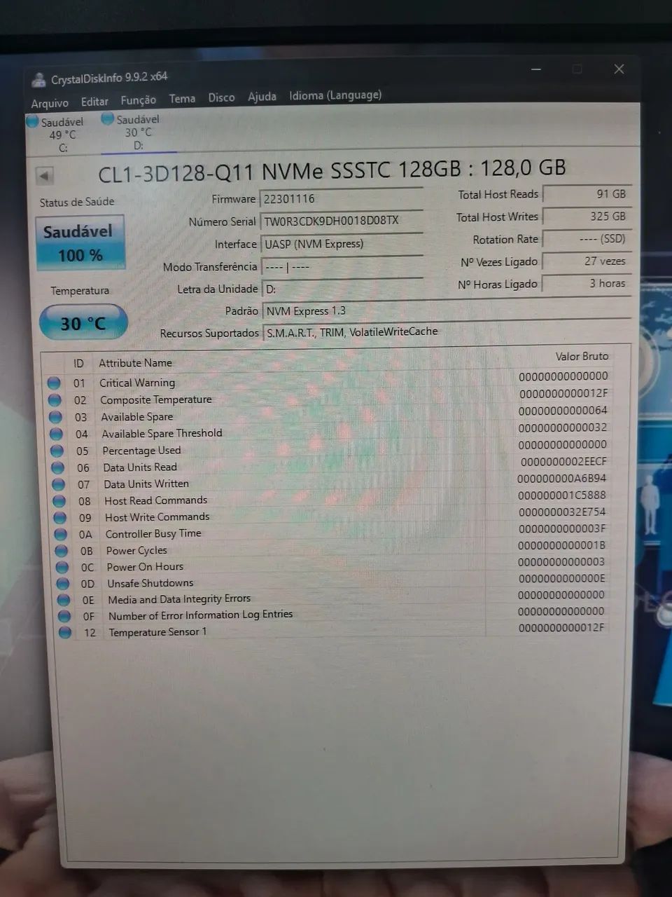 mini NVME 128gb 100% funcionando perfeitamente TipoC