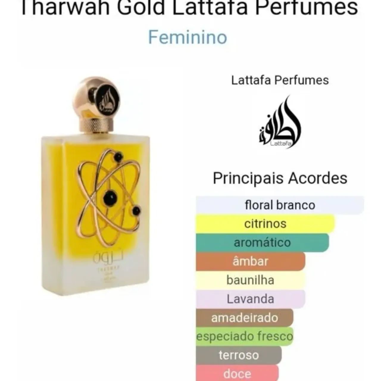 Perfume Feminino Árabe Tharwah Gold - Lattafa Pride - - Foto 2
