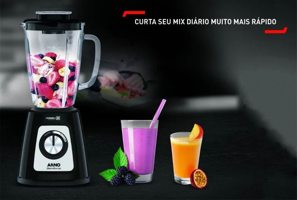 Liquidificador Arno Blendforce 1.25 L preto com jarra de vidro Lacrado - Foto 4