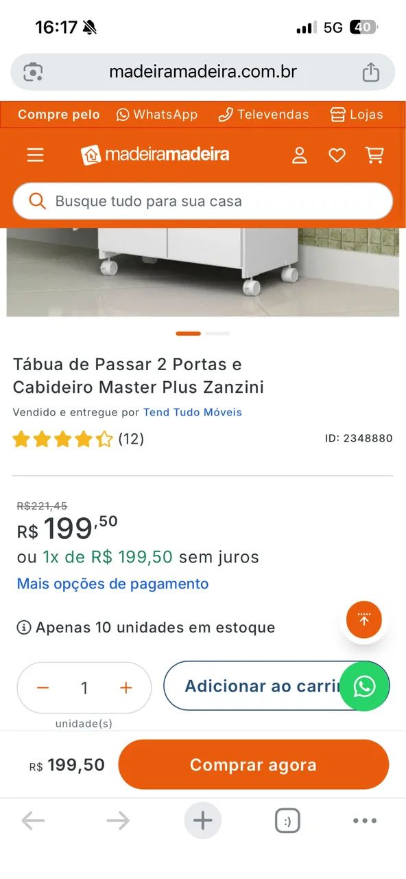 Tábua de Passar 2 Portas e Cabideiro Master Plus Zanzini (NOVA, LACRADA) - Foto 5