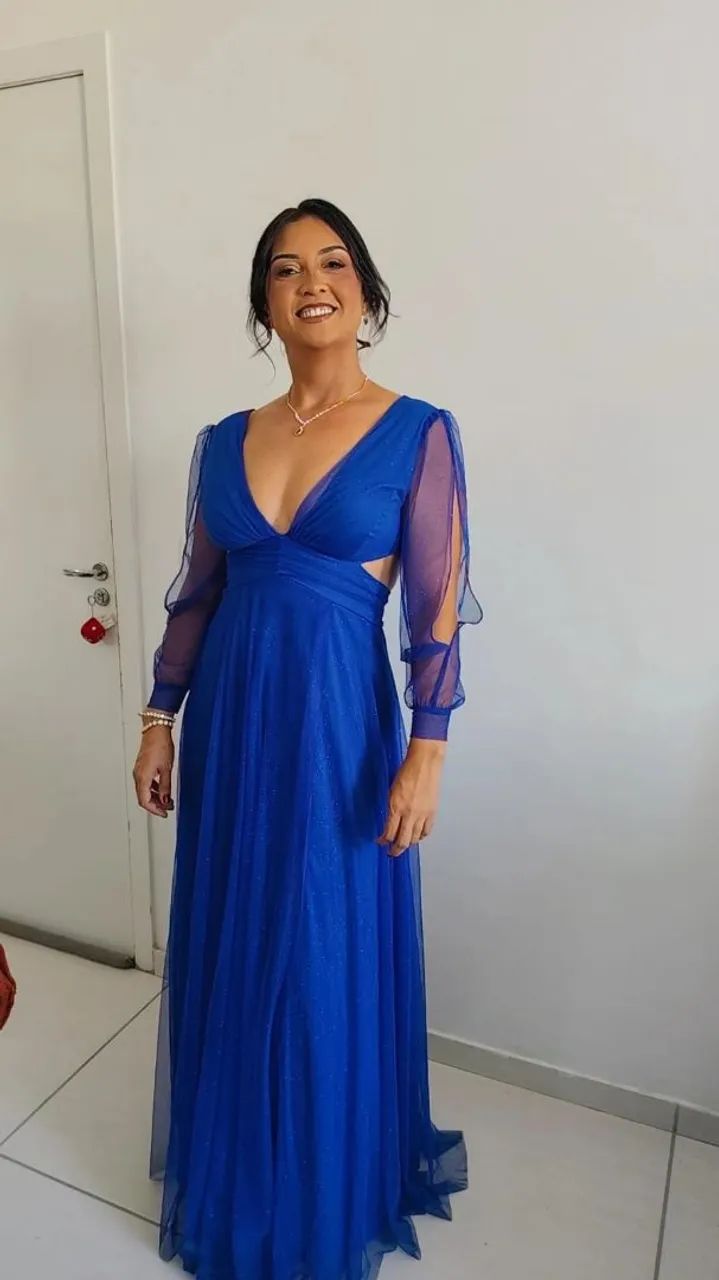 Vestido longo azul royal