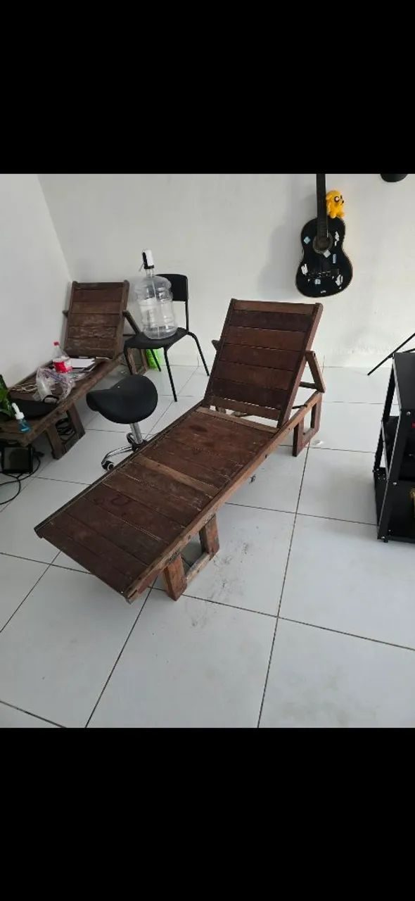 2 Espreguiçadeira de madeira maciça - Foto 2