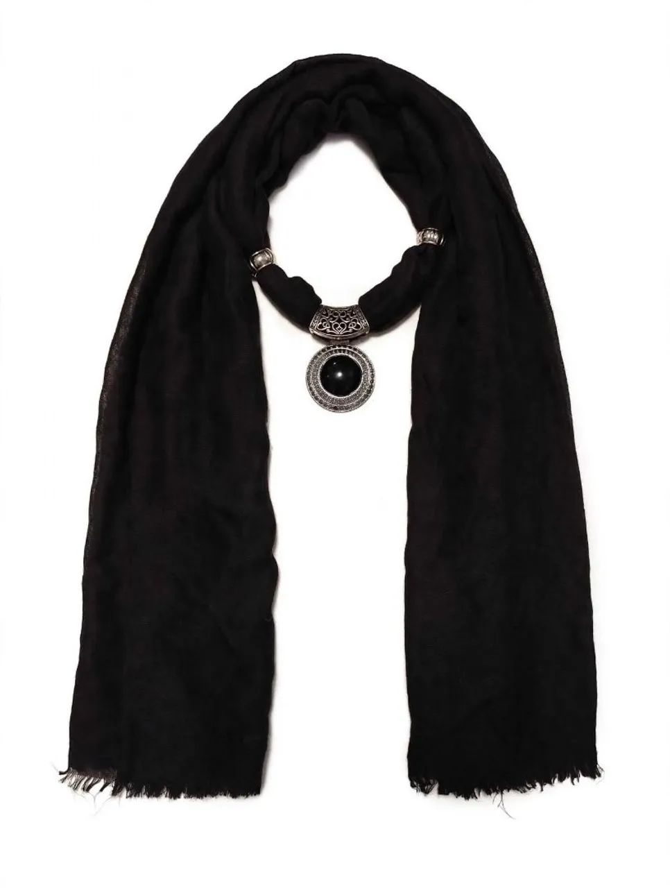 Lenço com bijuterias preto  - Foto 3