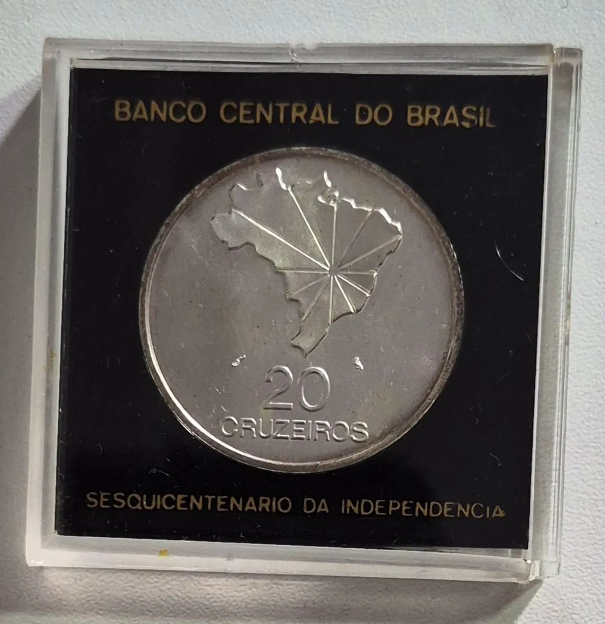 Moeda Prata 20 Cruzeiros Sesquicentenario da Independência  - Foto 3