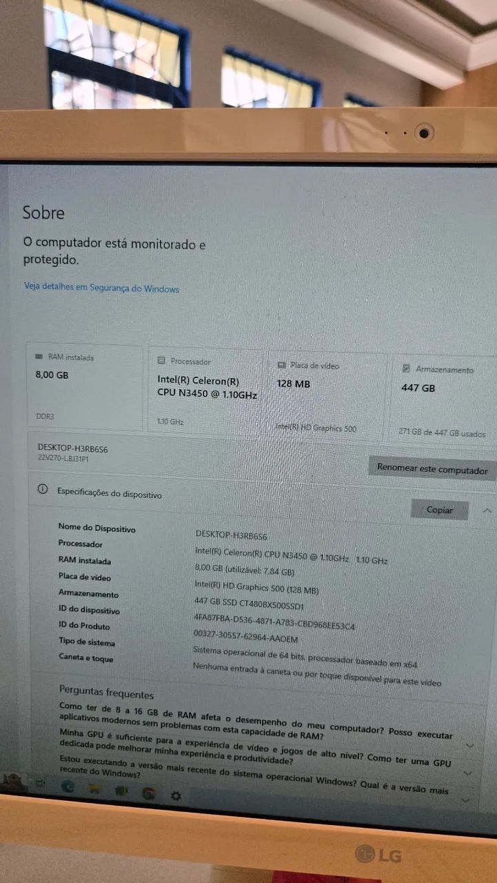 computador all in one lg intel celeron 8gb ram - Foto 3