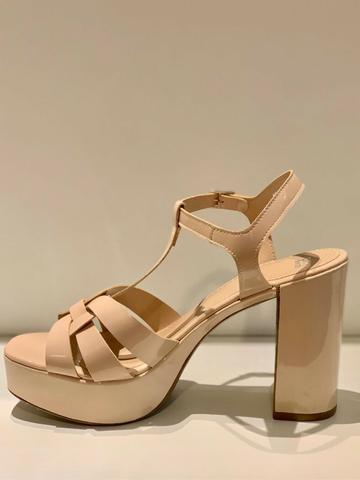 Sandália bege nude, salto groso - City Shoes - Foto 4