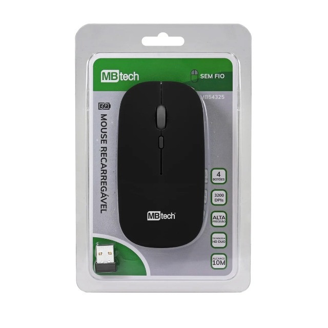 Mouse Optico Sem Fio Recarregavel 3200dpis MbTech - Foto 2