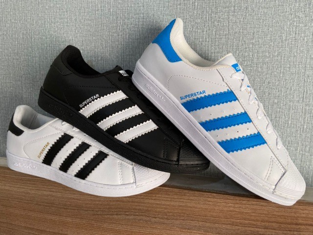 adidas superstar branco azul e vermelho
