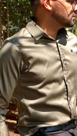 Camisas Tecido Acetinado Slim - Foto 2