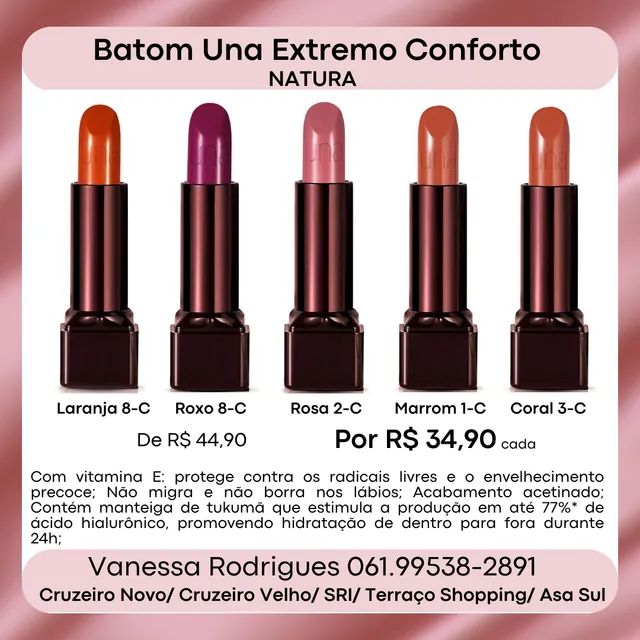 Batom Natura Una - Pronta entrega - Beleza e saúde - Cruzeiro Novo,  Brasília 1180089065 | OLX