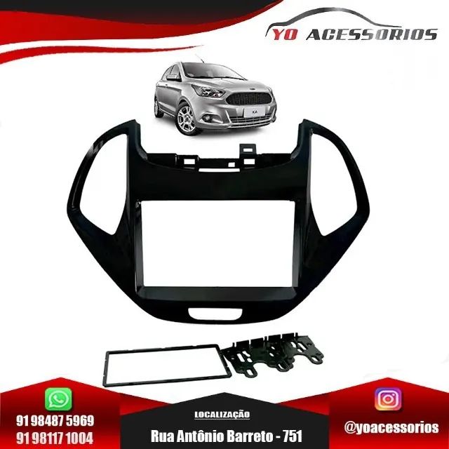 Moldura Painel 2 Din Ford Ka 2019 2020 Black Piano