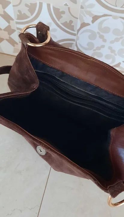 Desapego Bolsa Camurça Couro Feminina - Foto 2