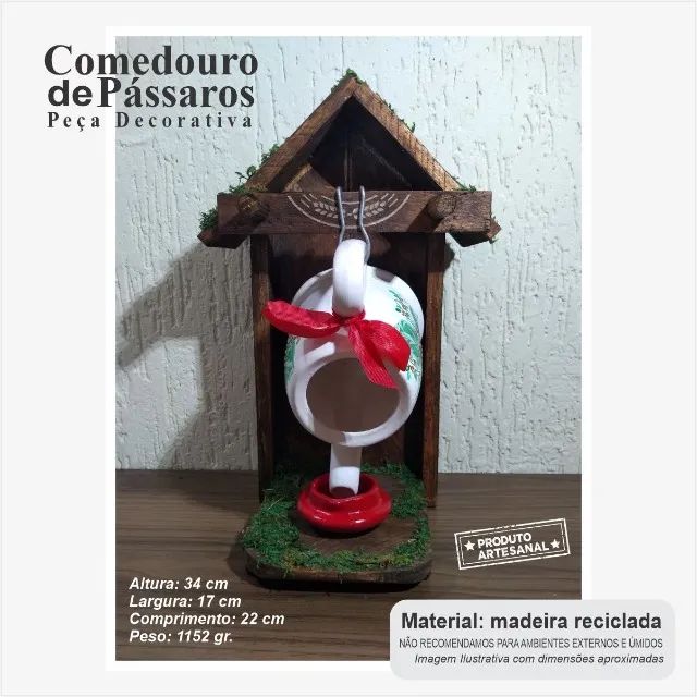 Comedouro de Pássaros - Peça Decorativa - Foto 2