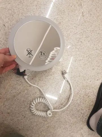 Espelho de aumento banheiro novo 7x LED Cromado