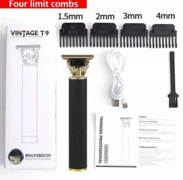 Máquina profissional de cortar cabelo e barba recarregável via USB sem fio aparador