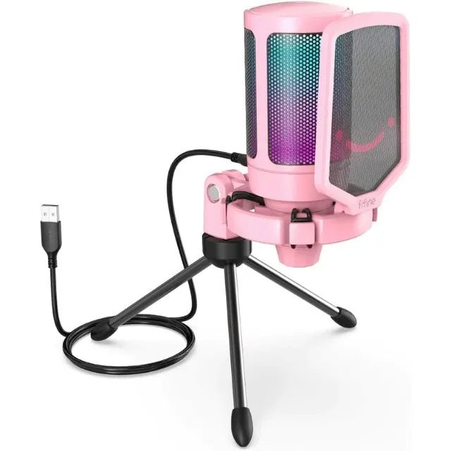 Microfone FIFINE AmpliGame USB - A6V COR ROSA