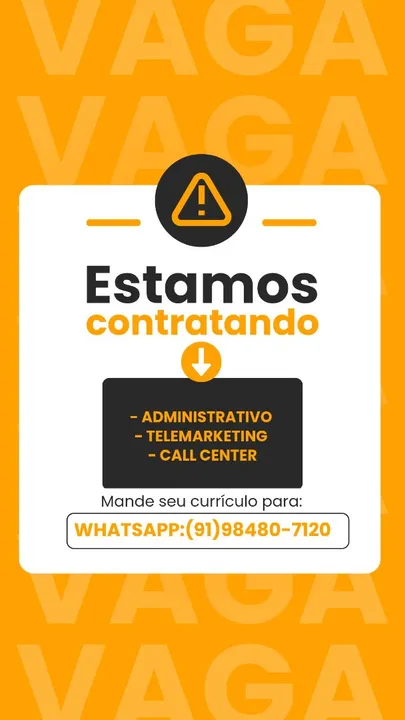 Estamos contratando com início imadiato !