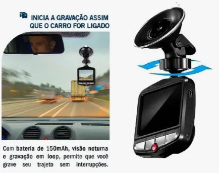 Mini Câmera Veicular De Carro Dvrs Full Hd 1080 Tela lcd z837  - Foto 2