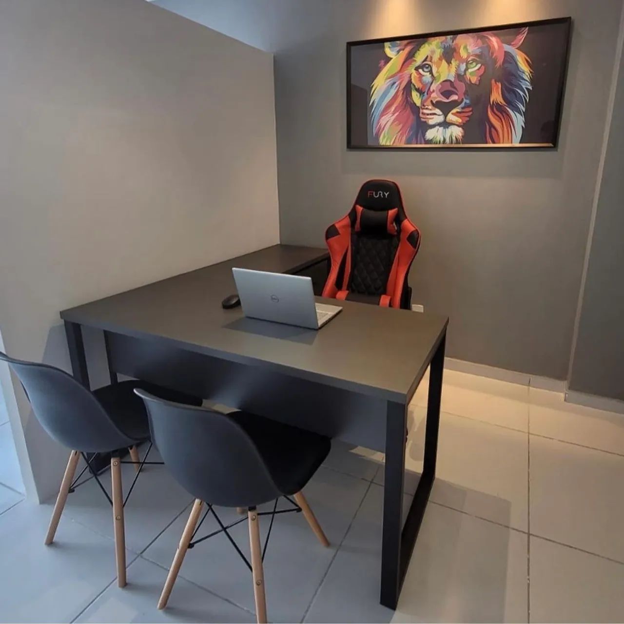 Mesa para escritório Nova em L estilo industrial 