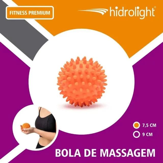 bola cravo para massagem 7.5 cm LARANJA rígida com esferas Hidrolight - Foto 4