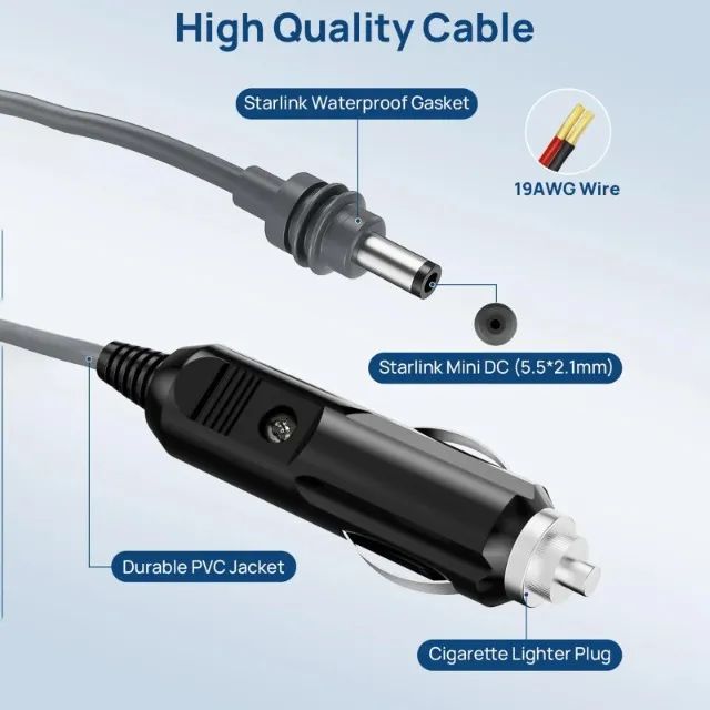 Cabo 12v Starlink Mini - Use star link no carro  - Foto 3