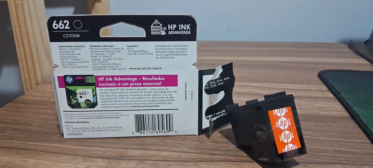 Cartucho de tinta HP 662 preto - novo - Foto 2