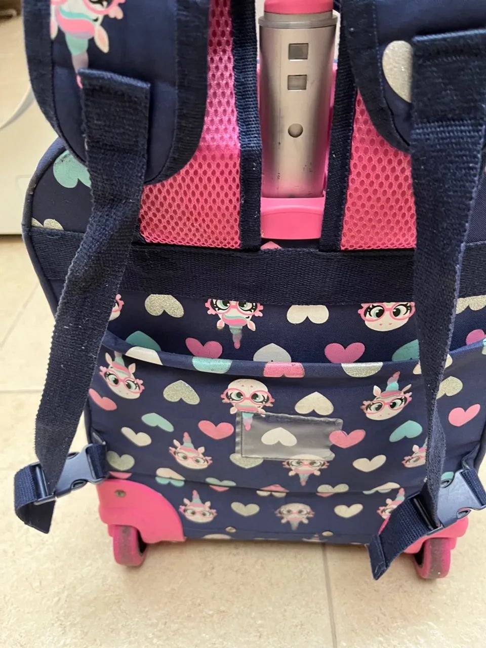Mochila de rodinhas infantil com estampa de unicórnio