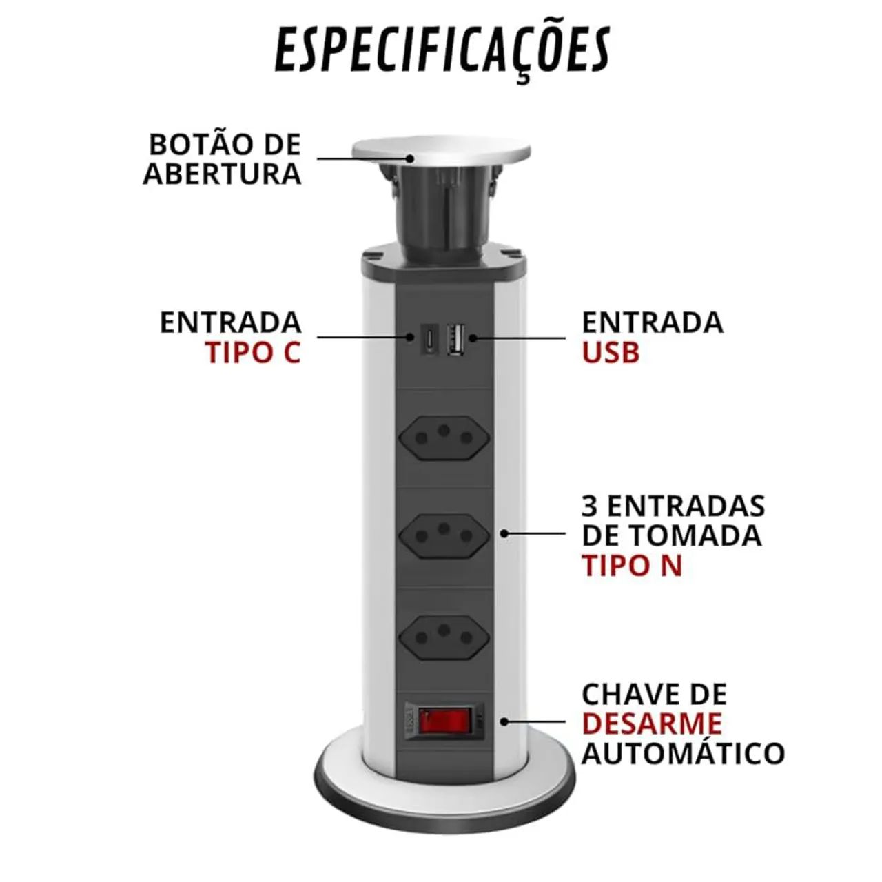 Tomada Inteligente Retrátil B-Max com USB - Foto 2