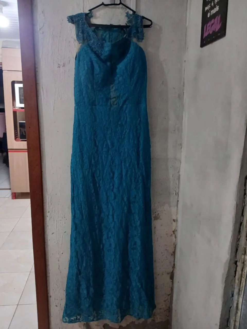 Vestido de festa azul elegante