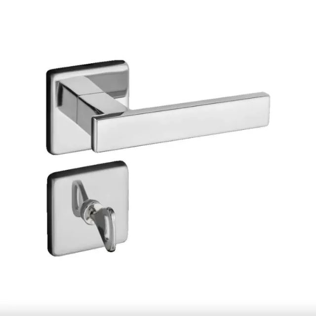 Fechadura Pado Banheiro Roseta Quadrada Concept 408 40mm Cromada