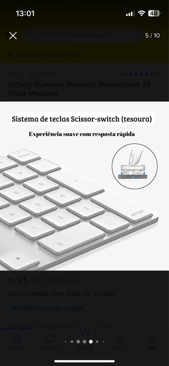 Teclado Numérico Bluetooth Recarregável 28 Teclas Macbook  - Foto 3