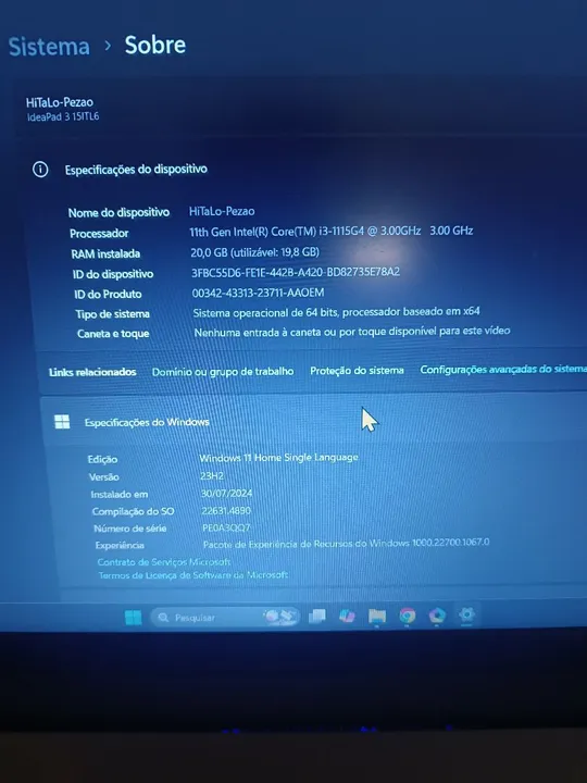 Notebook Lenovo IdeaPad 3 15ITL6