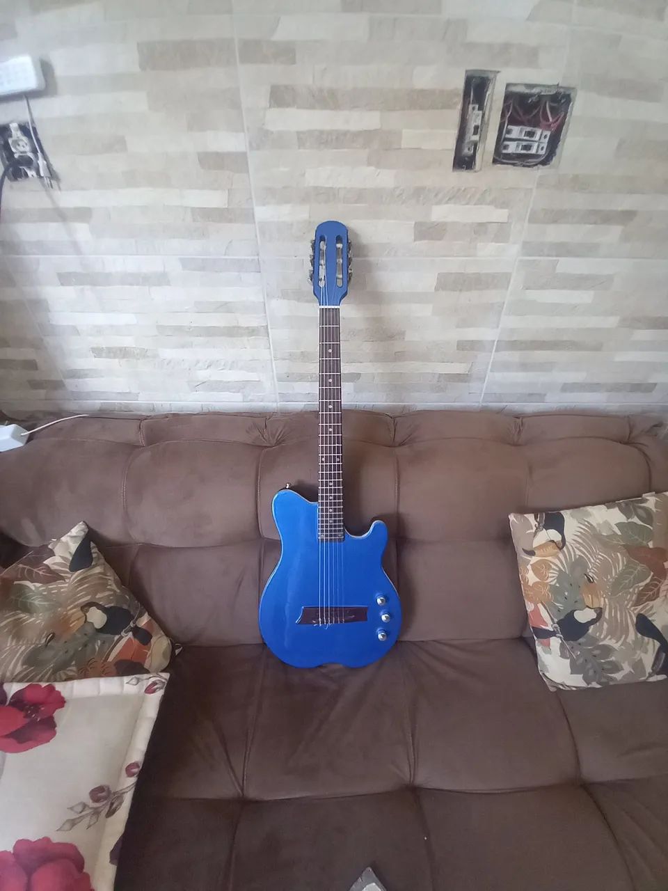 Violão flet nailon elétrico azul (Luther) - Foto 3