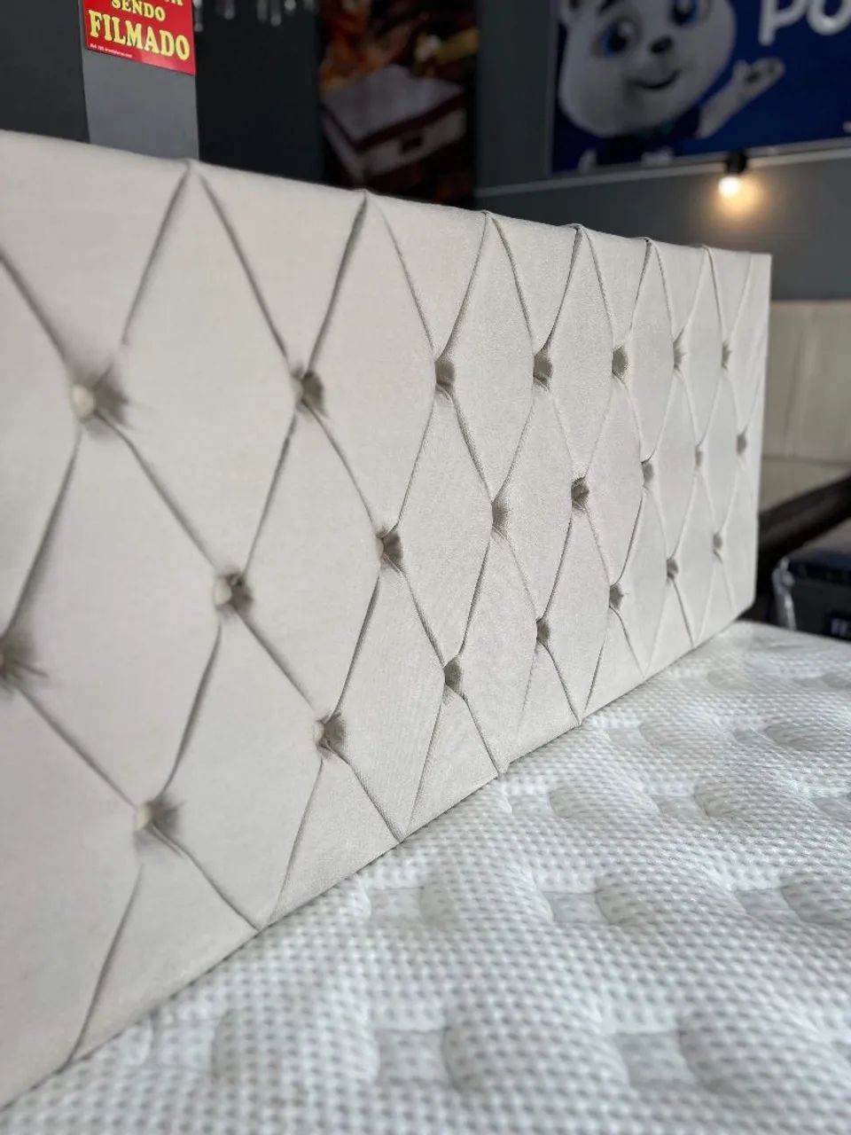 Cabeceira de Cama Casal em Suede Cinza - Foto 2