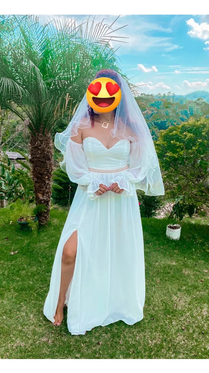 Kit noiva -vestido, véu, coroa e roupão  - Foto 4