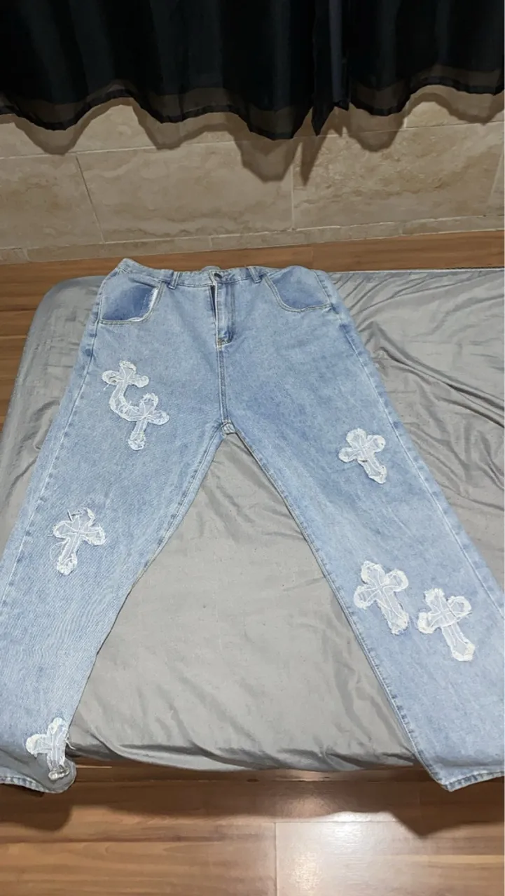 Calça Com Cruz Y2K