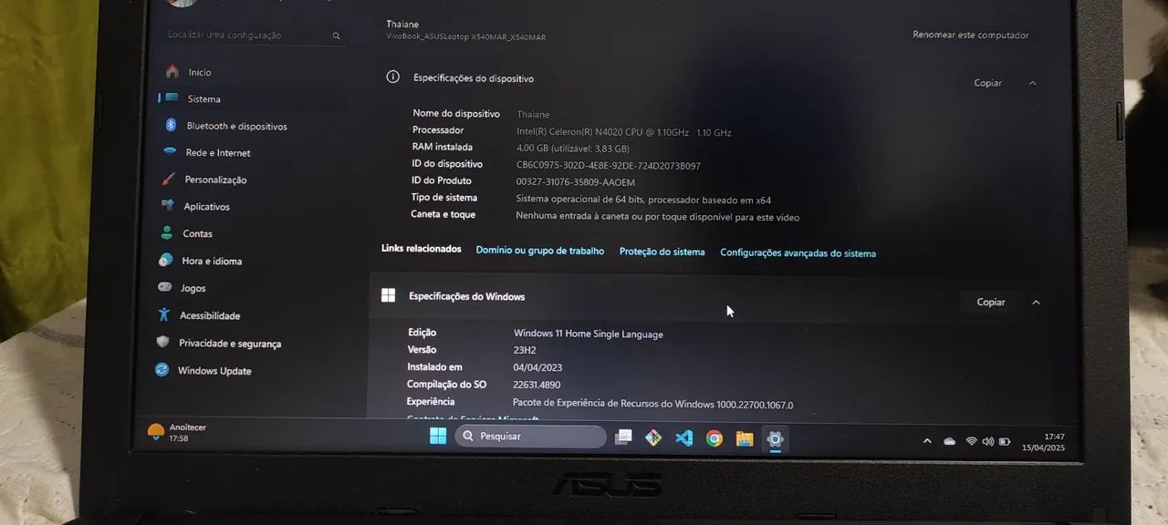 Notebook Asus Vivobook Intel inside RAM 4GB 128GB - Foto 6