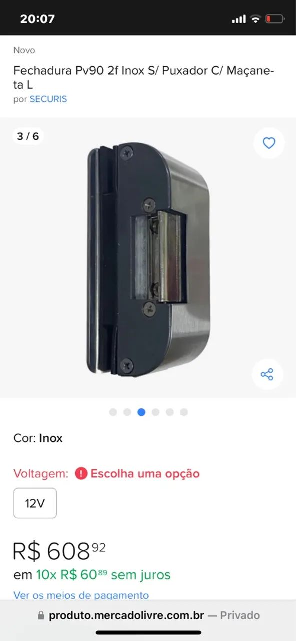 Fechadura Elétrica para porta de vidro de 1 ou 2 folhas - Foto 5