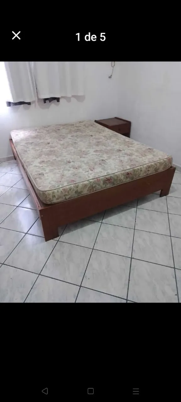 Cama de Casal madeira maciça com Colchão