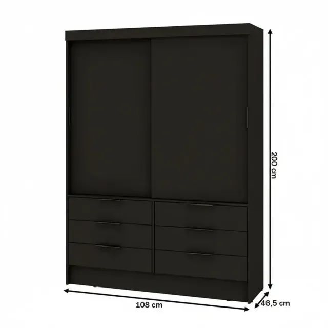 Super Oferta Guarda Roupa África com Espelho Preto Fosco (NOVO) - Foto 3