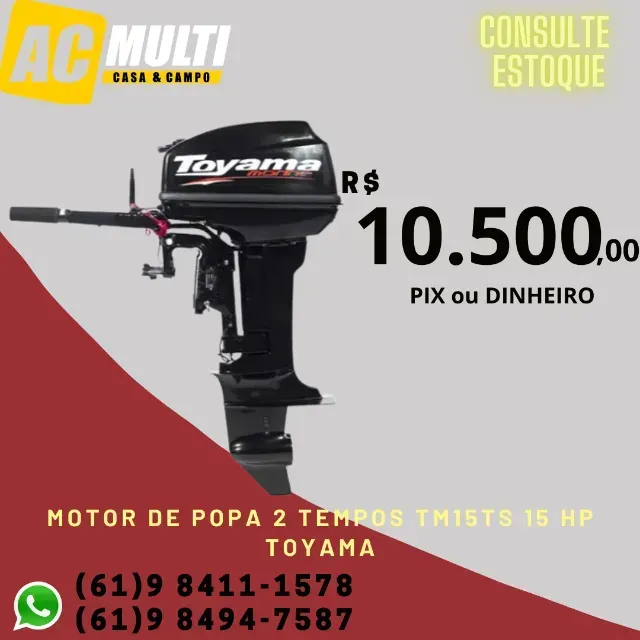 Motor de Popa 2 Tempos TM15TS 15 HP Toyama