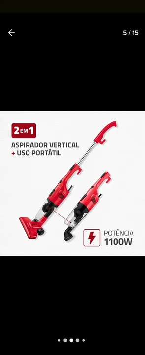 Aspirador Vertical 2 em 1 - 1100W