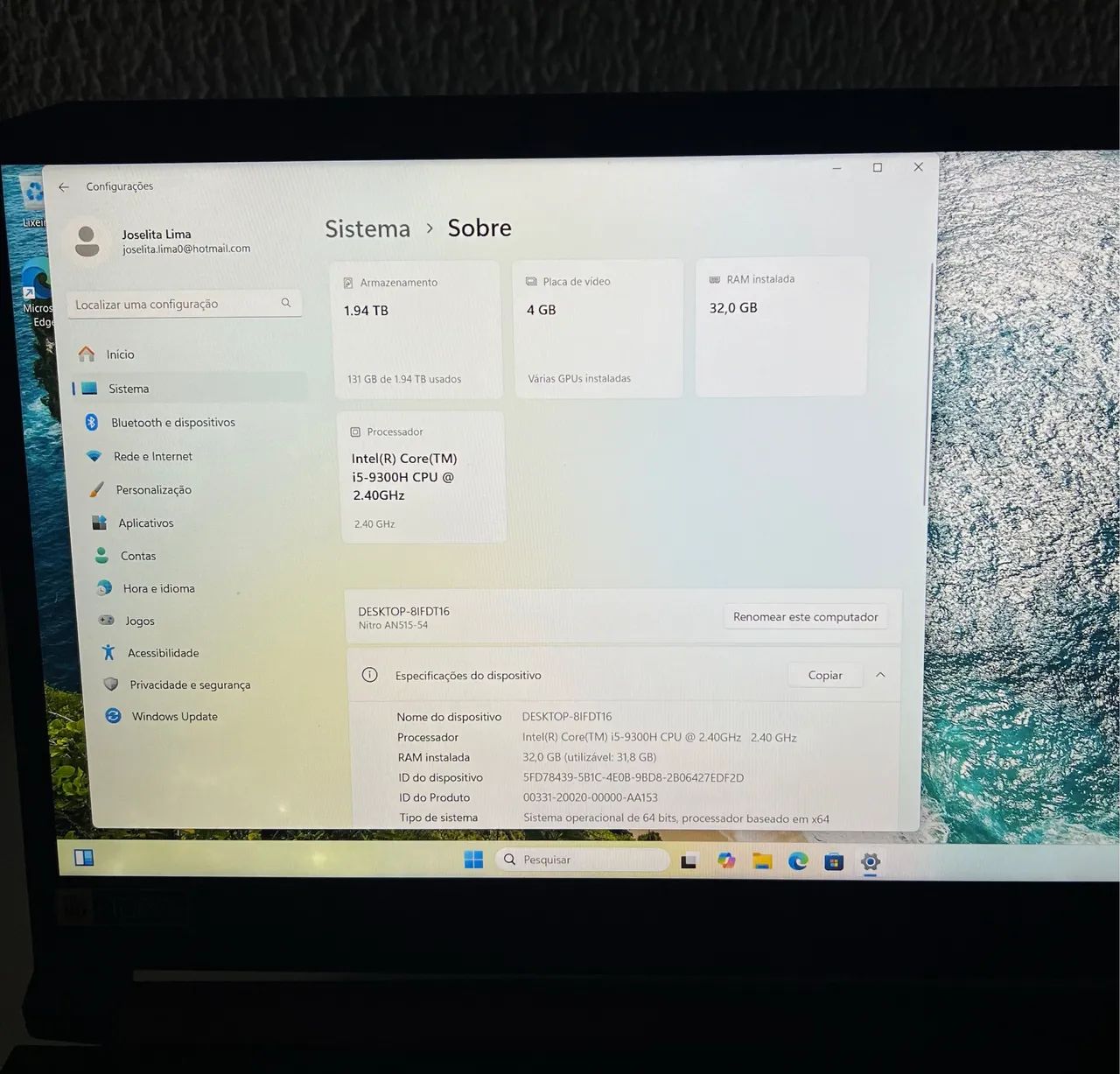 Acer Nitro AN515-54 | i5 | 32GB RAM | 2TB | PLACA GTX 4GB - Foto 3