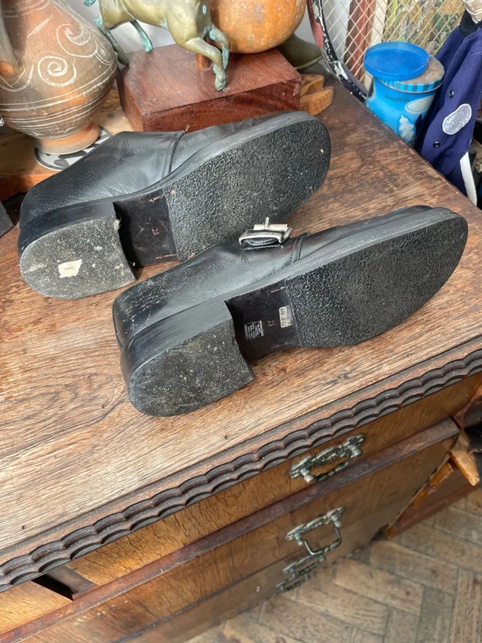 Sapatos de couro preto com fivela mexicano - Foto 4