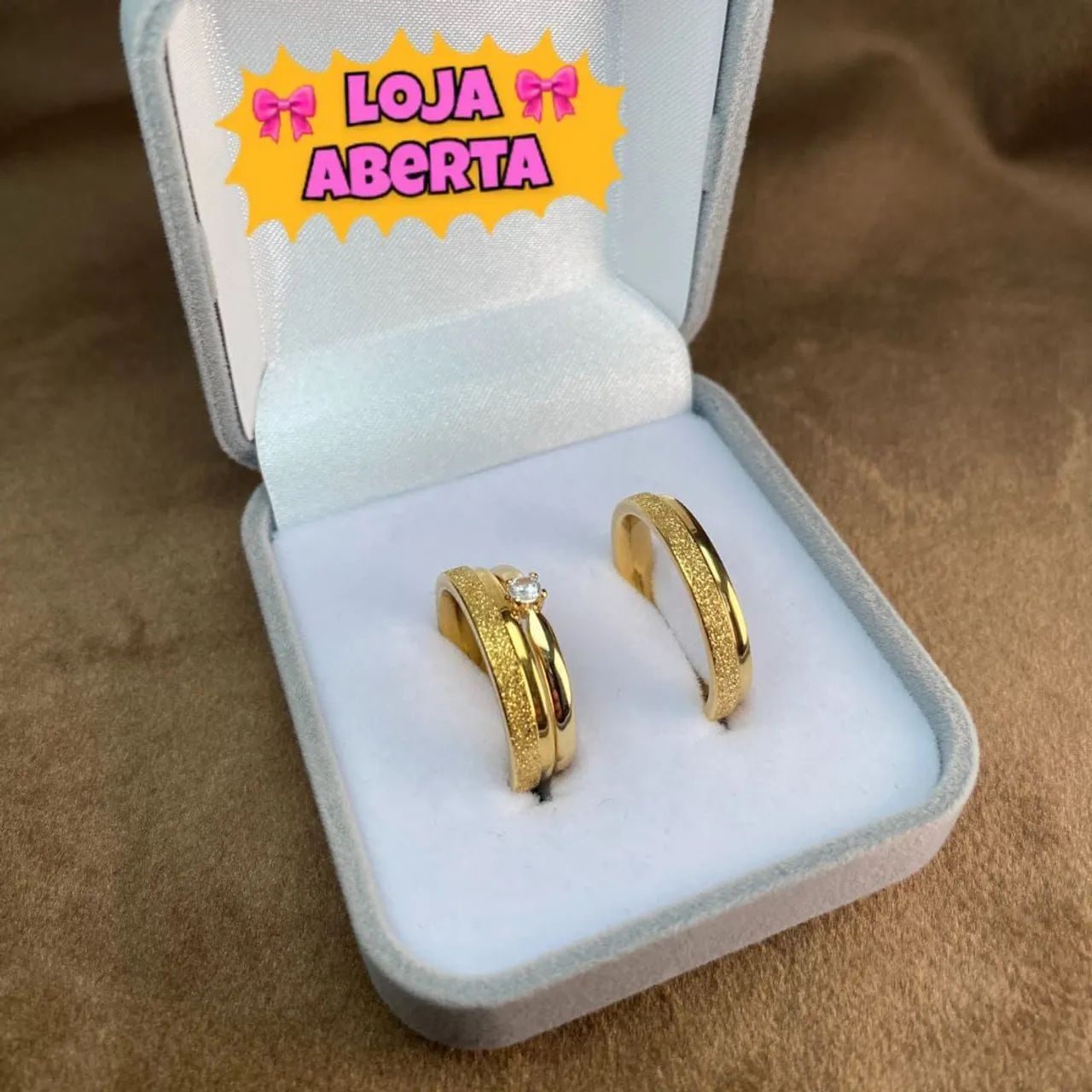 Par de Alianças Douradas Aço Inoxidável  - Foto 4